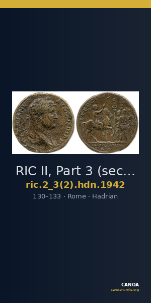 RIC II, Part 3 (second edition) Hadrian 1942 — CANOA