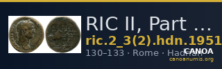RIC II, Part 3 (second edition) Hadrian 1951 — CANOA