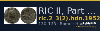 RIC II, Part 3 (second edition) Hadrian 1952 — CANOA