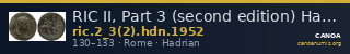 RIC II, Part 3 (second edition) Hadrian 1952 — CANOA