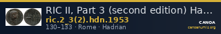 RIC II, Part 3 (second edition) Hadrian 1953 — CANOA