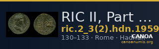 RIC II, Part 3 (second edition) Hadrian 1959 — CANOA