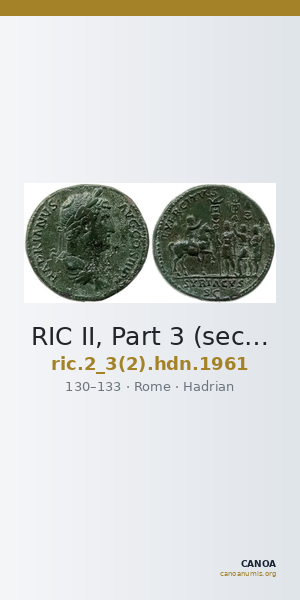 RIC II, Part 3 (second edition) Hadrian 1961 — CANOA