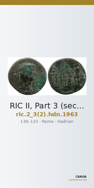 RIC II, Part 3 (second edition) Hadrian 1963 — CANOA