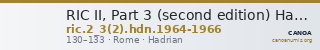 RIC II, Part 3 (second edition) Hadrian 1964-1966 — CANOA