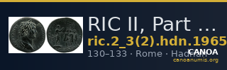 RIC II, Part 3 (second edition) Hadrian 1965 — CANOA