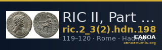 RIC II, Part 3 (second edition) Hadrian 198 — CANOA