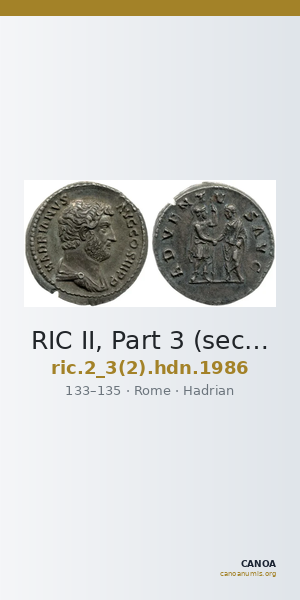 RIC II, Part 3 (second edition) Hadrian 1986 — CANOA