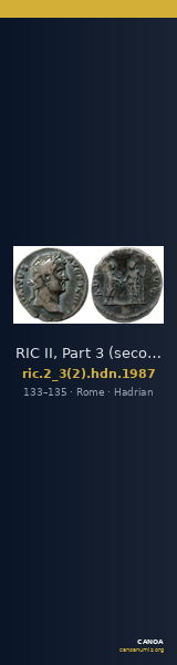 RIC II, Part 3 (second edition) Hadrian 1987 — CANOA