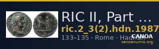 RIC II, Part 3 (second edition) Hadrian 1987 — CANOA