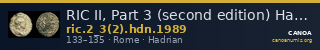 RIC II, Part 3 (second edition) Hadrian 1989 — CANOA