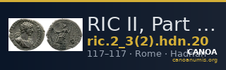 RIC II, Part 3 (second edition) Hadrian 20 — CANOA