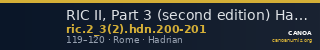 RIC II, Part 3 (second edition) Hadrian 200-201 — CANOA