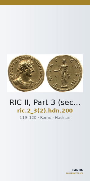 RIC II, Part 3 (second edition) Hadrian 200 — CANOA