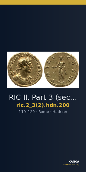 RIC II, Part 3 (second edition) Hadrian 200 — CANOA