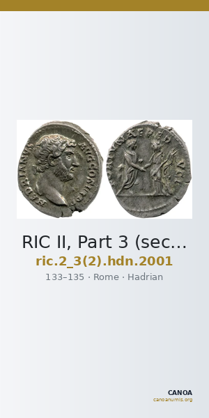 RIC II, Part 3 (second edition) Hadrian 2001 — CANOA