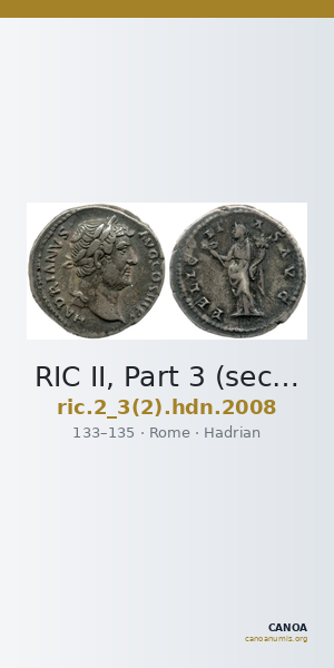 RIC II, Part 3 (second edition) Hadrian 2008 — CANOA