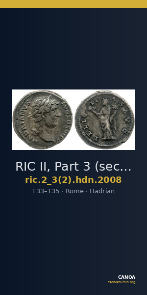 RIC II, Part 3 (second edition) Hadrian 2008 — CANOA
