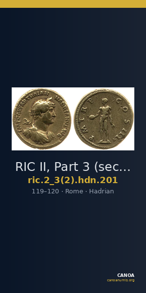 RIC II, Part 3 (second edition) Hadrian 201 — CANOA