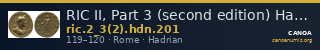 RIC II, Part 3 (second edition) Hadrian 201 — CANOA