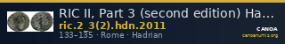 RIC II, Part 3 (second edition) Hadrian 2011 — CANOA