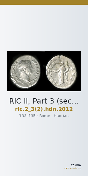 RIC II, Part 3 (second edition) Hadrian 2012 — CANOA