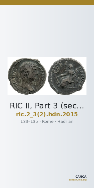 RIC II, Part 3 (second edition) Hadrian 2015 — CANOA