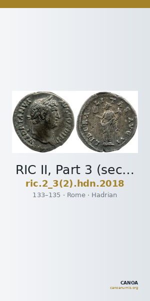 RIC II, Part 3 (second edition) Hadrian 2018 — CANOA