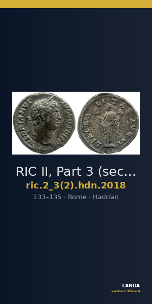 RIC II, Part 3 (second edition) Hadrian 2018 — CANOA