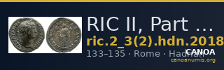 RIC II, Part 3 (second edition) Hadrian 2018 — CANOA