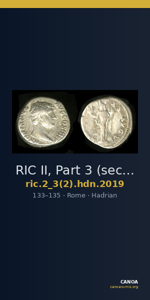 RIC II, Part 3 (second edition) Hadrian 2019 — CANOA