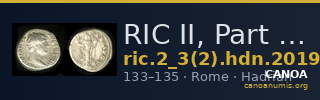 RIC II, Part 3 (second edition) Hadrian 2019 — CANOA
