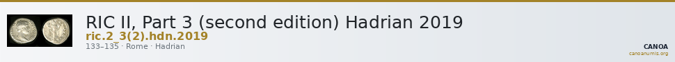 RIC II, Part 3 (second edition) Hadrian 2019 — CANOA