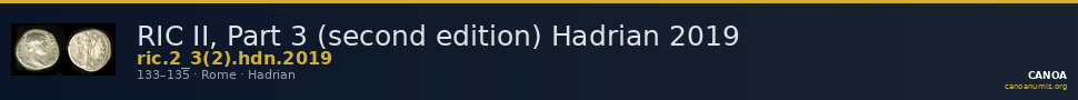 RIC II, Part 3 (second edition) Hadrian 2019 — CANOA