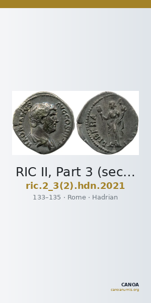 RIC II, Part 3 (second edition) Hadrian 2021 — CANOA
