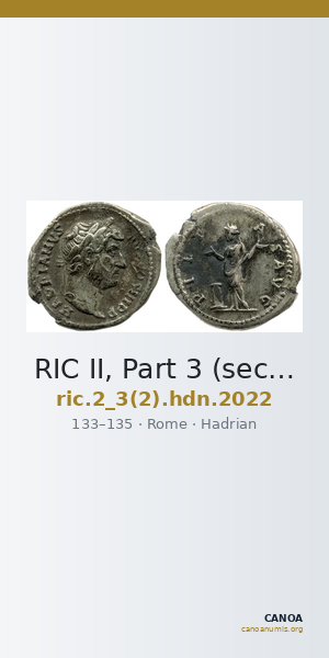 RIC II, Part 3 (second edition) Hadrian 2022 — CANOA