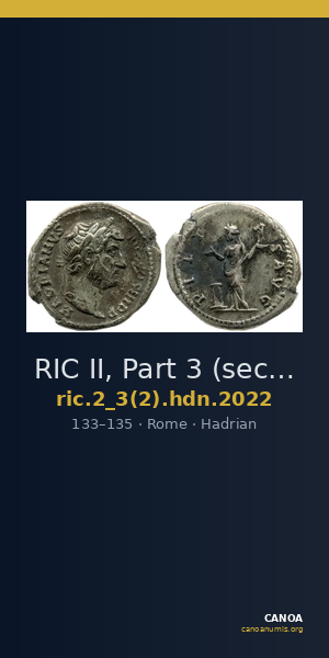 RIC II, Part 3 (second edition) Hadrian 2022 — CANOA