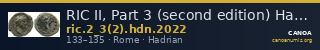RIC II, Part 3 (second edition) Hadrian 2022 — CANOA