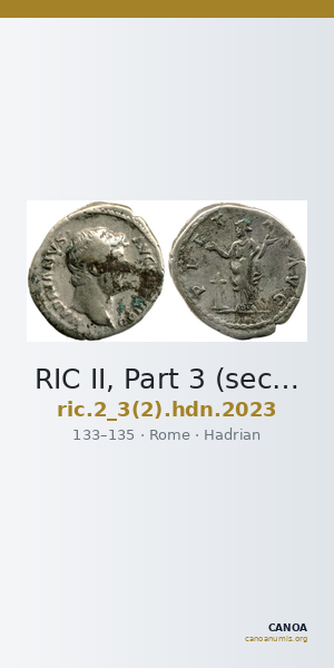 RIC II, Part 3 (second edition) Hadrian 2023 — CANOA
