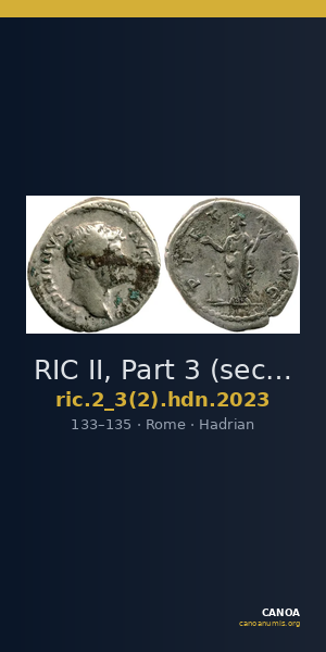 RIC II, Part 3 (second edition) Hadrian 2023 — CANOA