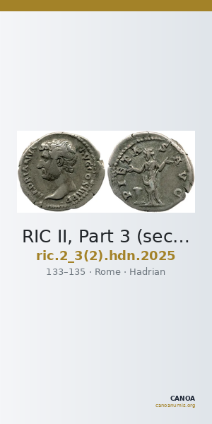 RIC II, Part 3 (second edition) Hadrian 2025 — CANOA