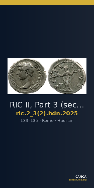 RIC II, Part 3 (second edition) Hadrian 2025 — CANOA