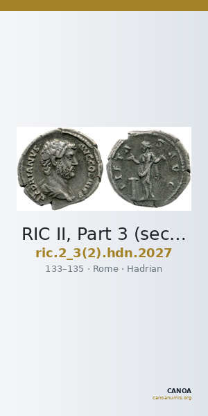 RIC II, Part 3 (second edition) Hadrian 2027 — CANOA