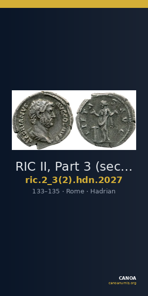 RIC II, Part 3 (second edition) Hadrian 2027 — CANOA
