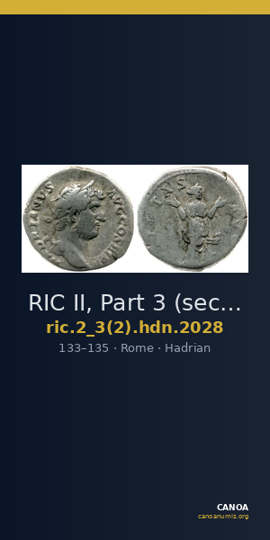 RIC II, Part 3 (second edition) Hadrian 2028 — CANOA
