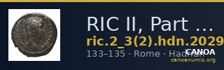 RIC II, Part 3 (second edition) Hadrian 2029 — CANOA
