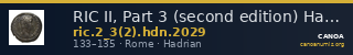 RIC II, Part 3 (second edition) Hadrian 2029 — CANOA