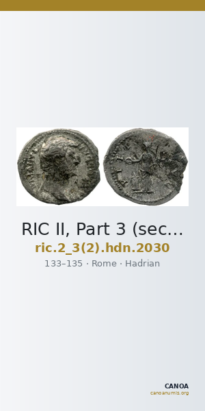 RIC II, Part 3 (second edition) Hadrian 2030 — CANOA