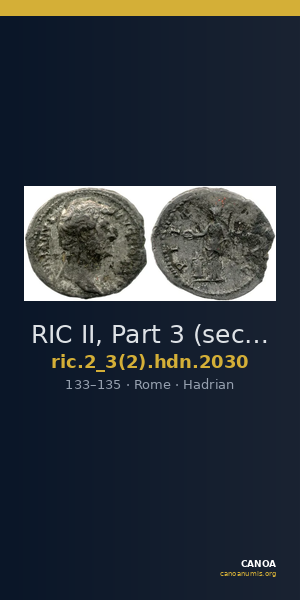 RIC II, Part 3 (second edition) Hadrian 2030 — CANOA