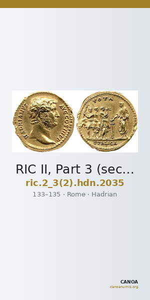 RIC II, Part 3 (second edition) Hadrian 2035 — CANOA